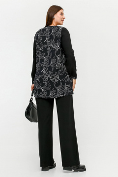Туника расширенного к низу силуэта с разрезом и рельефами La rouge 9076 черный-(лилии) - фото 5