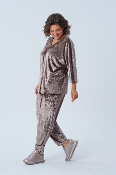 Комплект брюк и кардиган из бархатного трикотажа Диомант 1993 беж - фото 2