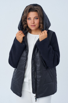 Демисезонная куртка на молнии с объемным капюшоном Диомант 2010 черный - фото 4