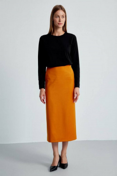 Оранжевая юбка миди из текстильной костюмной ткани Elady 4499 хурма - фото 1