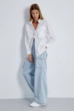 Белая рубашка из хлопка свободного кроя в стиле кэжуал Elady 4401 белый - фото 2