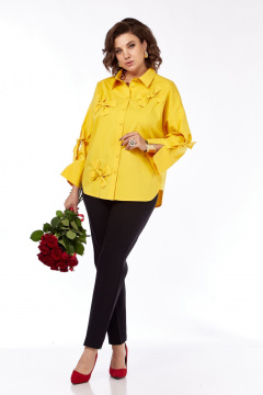 Рубашка с вырезом капля, с бантиками из хлопка Grace for you 009 желтый - фото 4