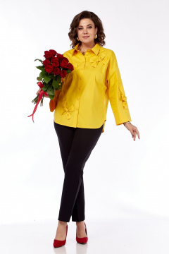 Рубашка с вырезом капля, с бантиками из хлопка Grace for you 009 желтый - фото 3