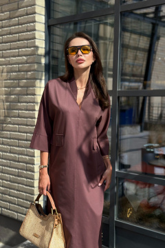 Бежевое платье с отделкой тесьмой и помпонами Pavlova 175 горький_шоколад - фото 4