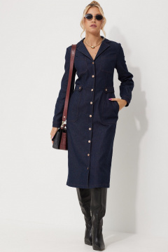 Платье с моделями из джинса и замши на талии AMUARt 1014 синий_джинс - фото 1