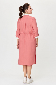 Летнее платье полуприлегающего силуэта с кулиской и карманами SMilaLine М-2401 коралл - фото 5