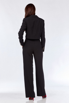 Костюм 2-ка из текстиля: жакет полуприлегающий и брюки со стрелками SMilaLine М-2409 черный - фото 5