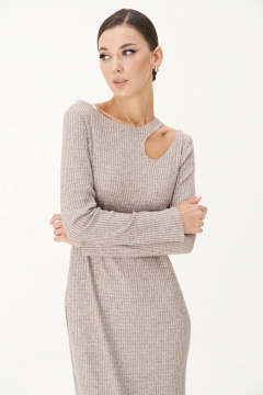 Платье трикотажное с каплей и эффектным разрезом Fantazia Mod 4906 беж - фото 5