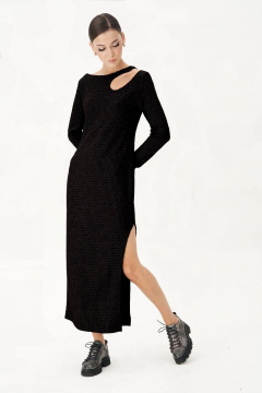 Платье трикотажное с каплей и разрезом Fantazia Mod 4906 черный - фото 1
