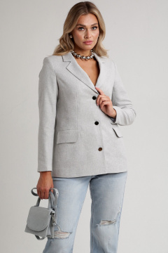 Жакет свободный в стиле деловой классики из хлопка Your size 2234 светло-серый - фото 1