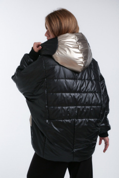Куртка демисезонная плащевая с капюшоном и рельефами Диомант 1994 черный - фото 4