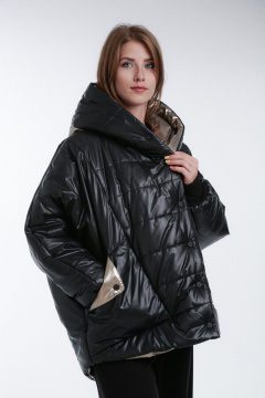 Куртка демисезонная плащевая с капюшоном и рельефами Диомант 1994 черный - фото 1