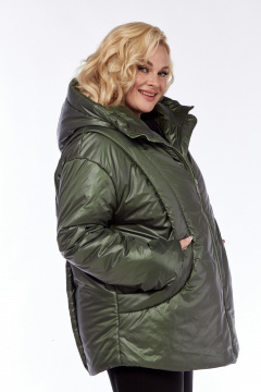 Куртка плащевая демисезонная с рельефами и карманами Диомант 1997 зелень - фото 5