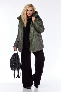 Куртка плащевая демисезонная с рельефами и карманами Диомант 1997 зелень - фото 2