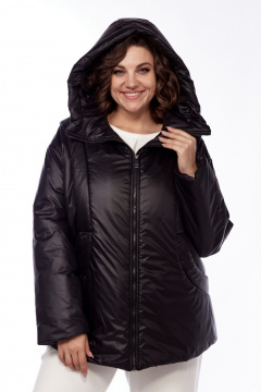 Куртка плащевая оверсайз с капюшоном и рельефами Диомант 1997 черный - фото 1