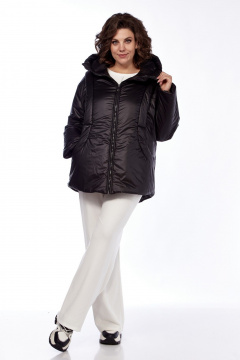 Куртка плащевая оверсайз с капюшоном и рельефами Диомант 1997 черный - фото 3