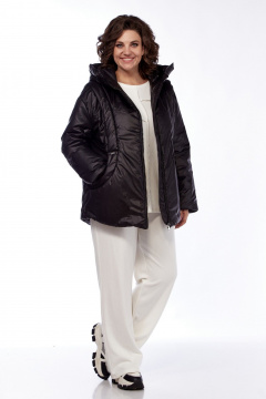 Куртка плащевая оверсайз с капюшоном и рельефами Диомант 1997 черный - фото 2