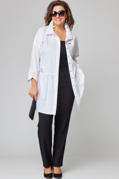 Белая повседневная блуза со спущенным рукавом и накладным карманом EVA GRANT 7068-1 белый - фото 2