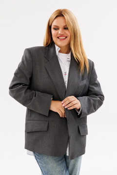 Серый жакет большого объема из текстиля с прорезными карманами ANIDEN 12-2 серый - фото 3