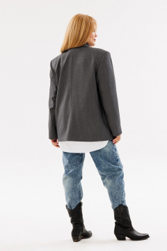 Серый жакет большого объема из текстиля с прорезными карманами ANIDEN 12-2 серый - фото 2