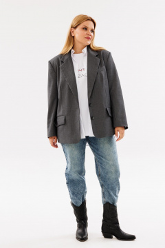 Серый жакет большого объема из текстиля с прорезными карманами ANIDEN 12-2 серый - фото 1