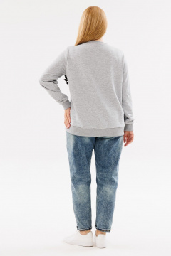 Свитшот прямого силуэта из трикотажа для демисезона ANIDEN 124-2 серый - фото 4