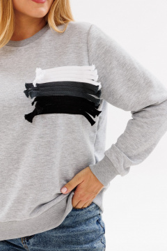 Свитшот прямого силуэта из трикотажа для демисезона ANIDEN 124-2 серый - фото 3