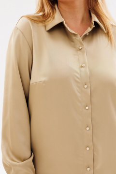 Блуза бежевого цвета из плательного атласа с разрезами ANIDEN 35-1 бежевый - фото 4
