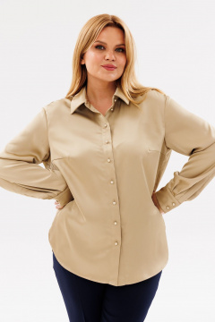 Блуза бежевого цвета из плательного атласа с разрезами ANIDEN 35-1 бежевый - фото 2