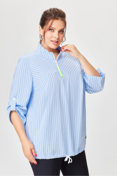 Голубая блуза из текстиля с укороченным рукавом и 70 см длиной DaLi 5656А голубая - фото 1
