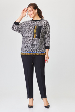 Белая и черная блуза из текстиля со стандартной длиной 65 см DaLi 2630 черно-белая - фото 4