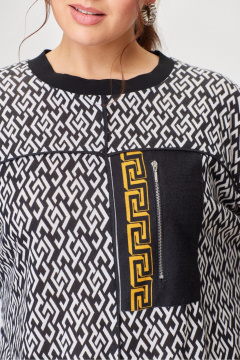 Белая и черная блуза из текстиля со стандартной длиной 65 см DaLi 2630 черно-белая - фото 3