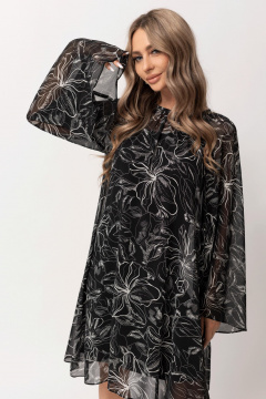 Двойное платье с верхним расширенным и нижним полуприлегающим из шифона Golden Valley 44070 черный_1 - фото 2