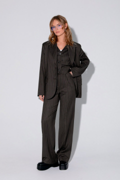 Тройка из жакета, жилета и брюк-кюлоты с заутюженными стрелками PiRS 5042 шоколадный - фото 1