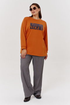 Трикотажный юбка с эффектом утяжки и разрезом OVERYOU М159 оранж/серый - фото 1