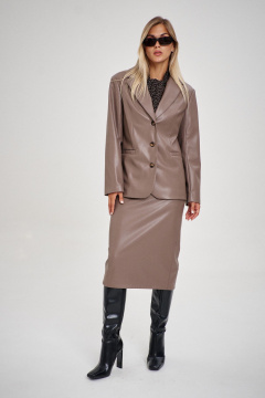 Миди юбка из экокожи с высокой талией и разрезом THE NAME 2334 - фото 3