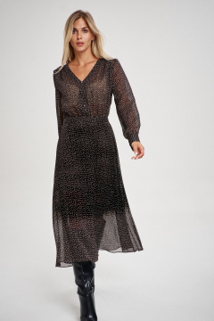 Платье шифоновое в горошек и V-образным вырезом THE NAME 2336 - фото 1