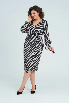 Платье нарядное с запахом и коротким рукавом из текстиля Rishelie 968 зебра - фото 1