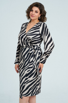 Платье нарядное с запахом и коротким рукавом из текстиля Rishelie 968 зебра - фото 3