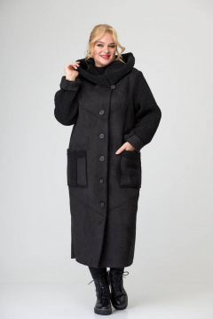 Женский кардиган из искусственной замши с отделкой мехом Диомант 2030 черный - фото 3