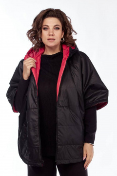 Куртка-пончо двухсторонняя из плащёвой ткани с капюшоном Диомант 2014 черно-красный - фото 2