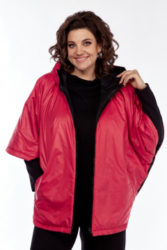 Куртка-пончо двухсторонняя из плащёвой ткани с капюшоном Диомант 2014 черно-красный - фото 3