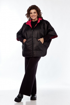 Куртка-пончо двухсторонняя из плащёвой ткани с капюшоном Диомант 2014 черно-красный - фото 4