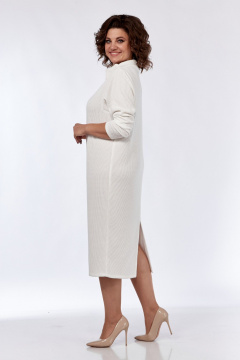Платье из вискозы и трикотажа полуприлегающего силуэта Диомант 2005 молочный - фото 2