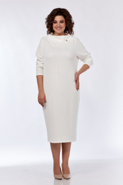 Платье из вискозы и трикотажа полуприлегающего силуэта Диомант 2005 молочный - фото 1