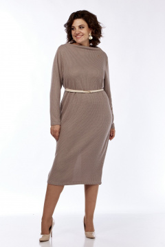 Платье из вискозы и трикотажа с съемным поясом Диомант 2005 пудра - фото 1