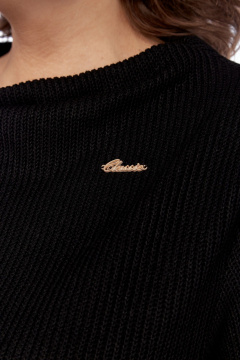 Платье из вискозы и трикотажа с разрезом и без пояса Диомант 2005 черный - фото 5