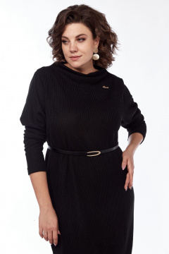 Платье из вискозы и трикотажа с разрезом и без пояса Диомант 2005 черный - фото 4