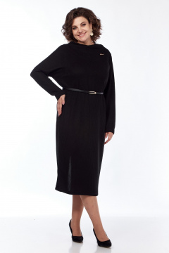 Платье из вискозы и трикотажа с разрезом и без пояса Диомант 2005 черный - фото 2