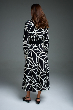 Деловое приталенное платье с поясом и длинным рукавом DILIA 0897 мультидизайн - фото 3